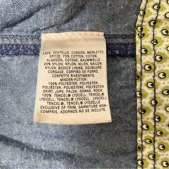 Anthropologie HD in Paris Ivory Chambray Lace and Denim Dress Country Size 8 - Picture 10 of 15